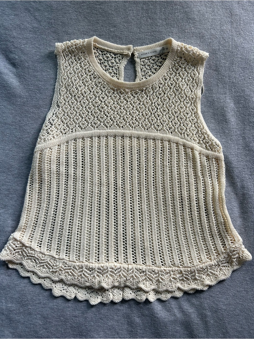 Altar'd State Cream Crochet Shell Tank Top